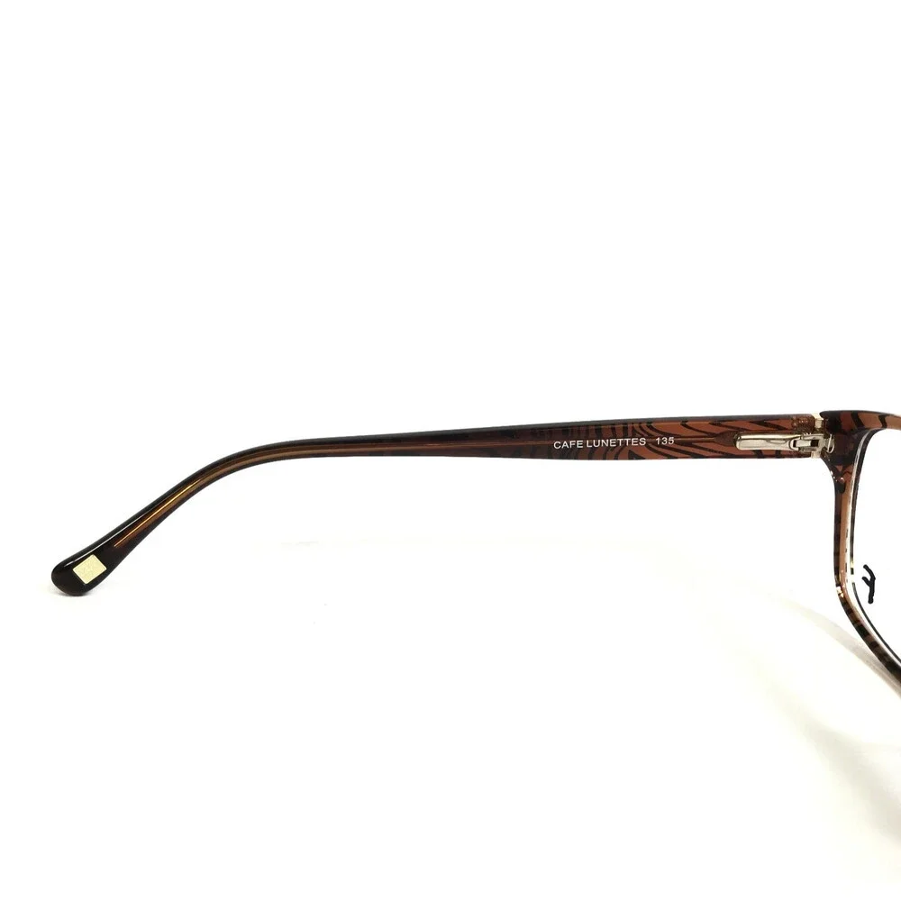 Cafe Lunettes Eyeglasses Frames 3234 C1 Brown Cat Eye Tiger Print 53-16-135